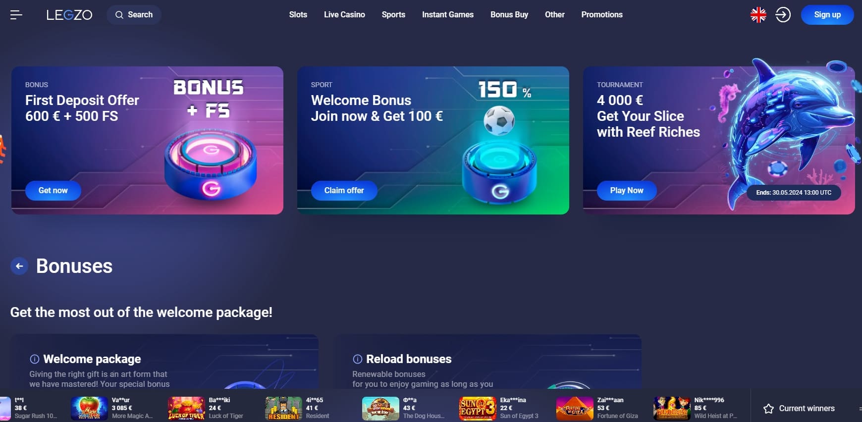 legzo casino bonus